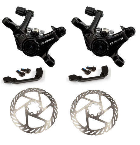 `A NEW ITEM - Disc Brake Set, CLARKS CXR-01, Mechanical, DUAL PISTON, FRONT & REAR, Road/Gravel, Includes 2 x 160mm rotors