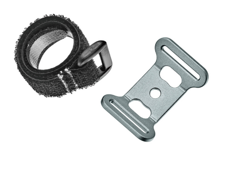 `A NEW ITEM - Storage strap, 25 x 250mm, w/velcro, w/black alloy bracket, black strap