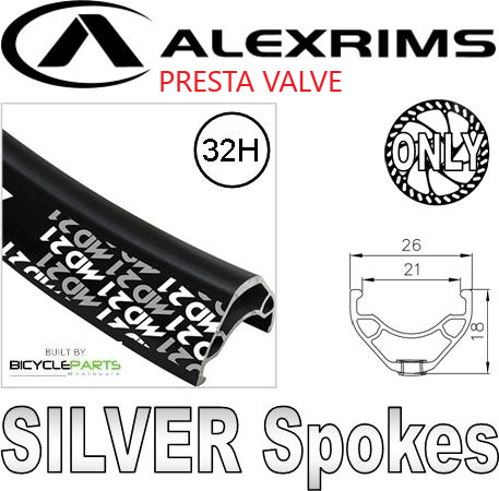 WHEEL - 29er Alex MD21 32H P/j Black Rim,  1 SPEED CASS 12mm T/A (142mm OLD) 6 Bolt Disc Sealed Novatec Black Hub, SILVER Spokes