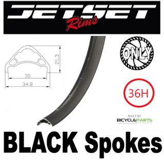 WHEEL - 27.5/650B Jetset AE-30 36H S/j Black Rim,  FRONT DYNAMO Q/R (100mm OLD) 6 Bolt Disc Sealed SP Black Hub, BLACK Spokes