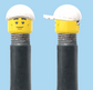 `A NEW ITEM  -  VALVE CAP, A/V, cheesy smile, sunglasses & normal smile, white hat, sold in pairs