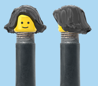 `A NEW ITEM  -  VALVE CAP, A/V, simple smile, shoulder length black hair, sold in pairs