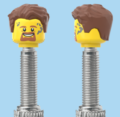 `A NEW ITEM  -  VALVE CAP, F/V, brown beard, brown hair, sold in pairs