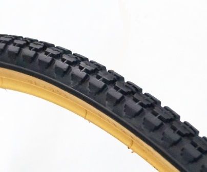 TYRE  28 x 1.3/8 BLACK w/Gum Wall, Block tread,  Quality Vee Rubber Tyre (37-642)