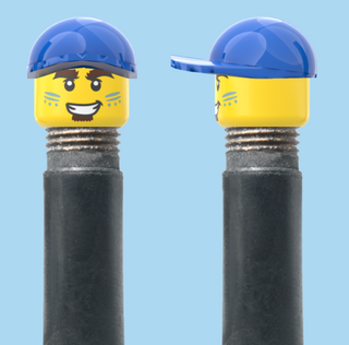 `A NEW ITEM  -  VALVE CAP, A/V, goatee, blue hat, sold in pairs