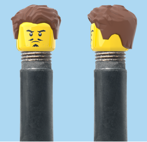 `A NEW ITEM  -  VALVE CAP, A/V, parted moustache, goatee, brown hair, sold in pairs