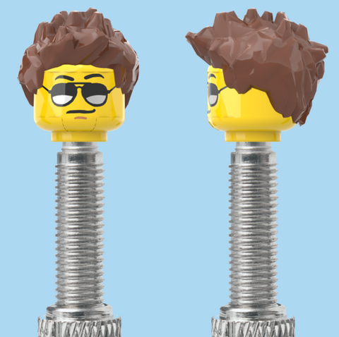 `A NEW ITEM  -  VALVE CAP, F/V, moustache, sunglasses, messy brown hair, sold in pairs