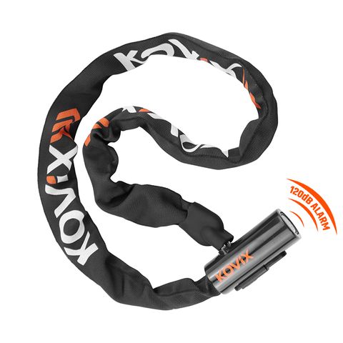 `A NEW ITEM - ALARM CHAIN LOCK, 8mm x 1200mm,  built-in 120dB anti-theft alarm, suitable for bikes & scooters, requires CR2 battery - KOVIX