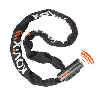 `A NEW ITEM - ALARM CHAIN LOCK, 8mm x 1200mm,  built-in 120dB anti-theft alarm, suitable for bikes & scooters, requires CR2 battery - KOVIX