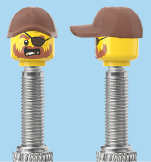 `A NEW ITEM  -  VALVE CAP, F/V, eye patch, brown beard, brown hat, sold in pairs