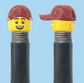 `A NEW ITEM  -  VALVE CAP, A/V, bursting cheeks & wrinkle eye smile, red/maroon hat, sold in pairs