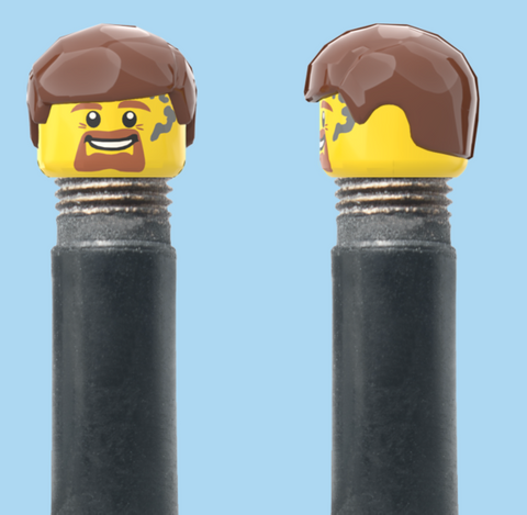 `A NEW ITEM  -  VALVE CAP, A/V, brown beard, brown hair, sold in pairs