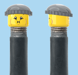 `A NEW ITEM  -  VALVE CAP, A/V, bursting cheeks & wrinkle eye smile, grey beanie, sold in pairs