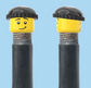 `A NEW ITEM  -  VALVE CAP, A/V, worried look & half smile, black beanie, sold in pairs
