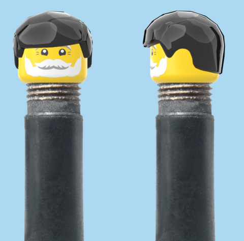 `A NEW ITEM  -  VALVE CAP, A/V, white beard, short black hair, sold in pairs