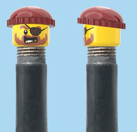 `A NEW ITEM  -  VALVE CAP, A/V, eye patch, brown beard, red/maroon beanie, sold in pairs