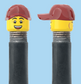 `A NEW ITEM  -  VALVE CAP, A/V, bursting cheeks & wrinkle eye smile, red/maroon hat, sold in pairs
