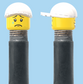 `A NEW ITEM  -  VALVE CAP, A/V, open mouth smile & sad tear face, white hat, sold in pairs
