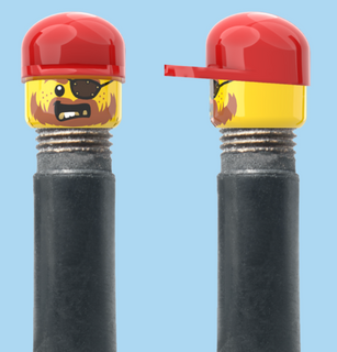 `A NEW ITEM  -  VALVE CAP, A/V, eye patch, brown beard, red hat, sold in pairs