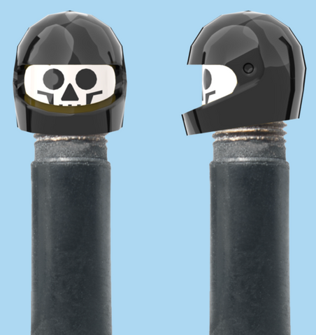 `A NEW ITEM  -  VALVE CAP, A/V, Skull, Black Helmet, sold in pairs
