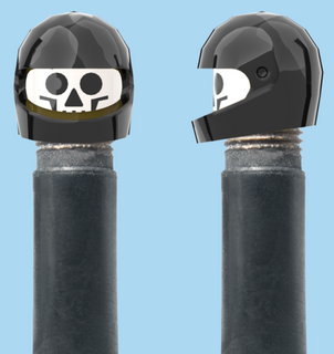 `A NEW ITEM  -  VALVE CAP, A/V, Skull, Black Helmet, sold in pairs