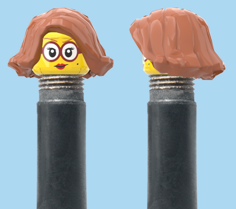 `A NEW ITEM  -  VALVE CAP, A/V, glasses, red lipstick, shoulder length light brown hair, sold in pairs