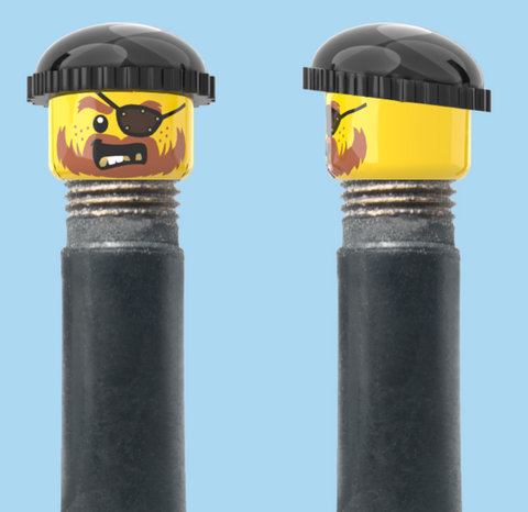 `A NEW ITEM  -  VALVE CAP, A/V, eye patch, brown beard, black beanie, sold in pairs