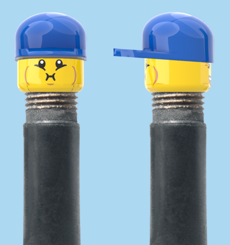 `A NEW ITEM  -  VALVE CAP, A/V, bursting cheeks & wrinkle eye smile, blue hat, sold in pairs