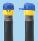 `A NEW ITEM  -  VALVE CAP, A/V, bursting cheeks & wrinkle eye smile, blue hat, sold in pairs