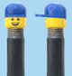 `A NEW ITEM  -  VALVE CAP, A/V, bursting cheeks & wrinkle eye smile, blue hat, sold in pairs
