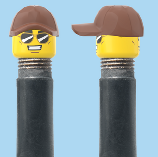 `A NEW ITEM  -  VALVE CAP, A/V, cheesy smile sunglasses & normal smile, brown hat, sold in pairs