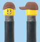 `A NEW ITEM  -  VALVE CAP, A/V, freckles, smile & worried look, brown hat, sold in pairs