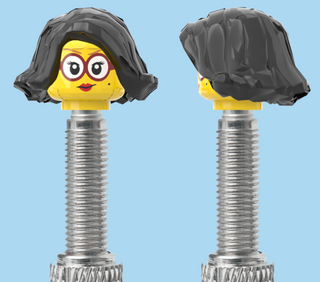 `A NEW ITEM  -  VALVE CAP, F/V, glasses, red lipstick, shoulder length black hair, sold in pairs