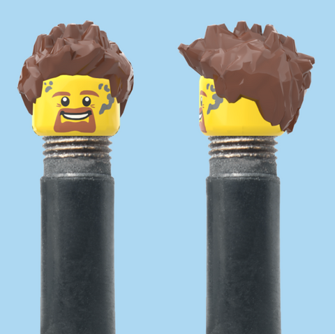 `A NEW ITEM  -  VALVE CAP, A/V, brown beard, messy brown hair, sold in pairs