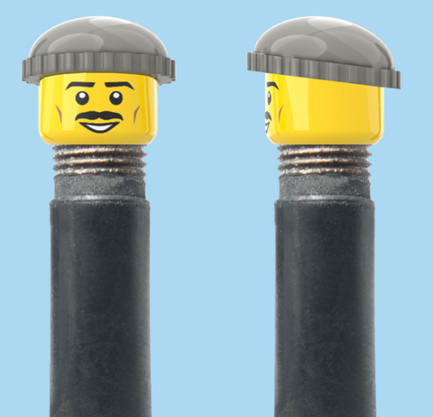 `A NEW ITEM  -  VALVE CAP, A/V, moustache, smile, grey beanie, sold in pairs