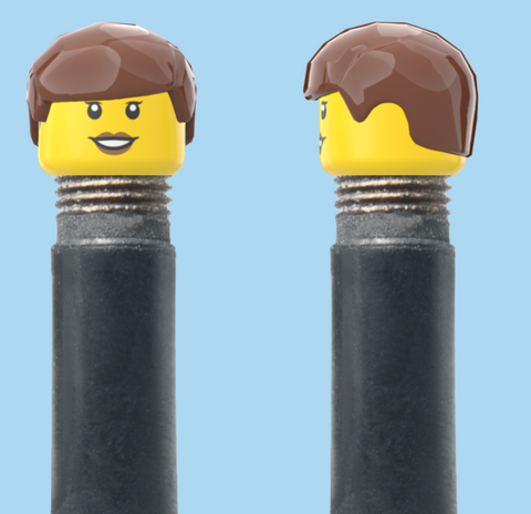 `A NEW ITEM  -  VALVE CAP, A/V, teeth smile, lipstick, short brown hair, sold in pairs