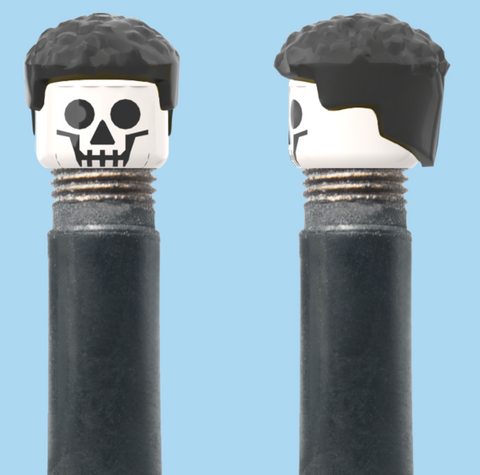 `A NEW ITEM  -  VALVE CAP, A/V, Skull, black hair, sold in pairs