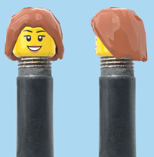 `A NEW ITEM  -  VALVE CAP, A/V, smile, eyelashes, shoulder length brown hair, sold in pairs