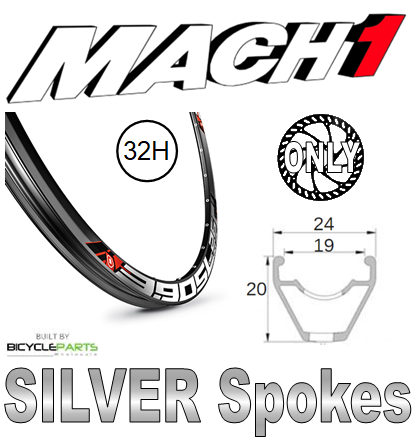 WHEEL - 29er Mach1 3.90 SL 32H S/j Black Rim,  8/11 SPEED 12mm T/A (142mm OLD) 6 Bolt Disc Sealed Novatec Black Hub,  Mach 1 SILVER Spokes