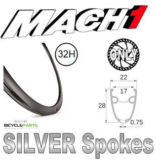 WHEEL - 700C Mach1 GRAVEL 17 32H S/j Black Rim,  FRONT 3 in One (100mm OLD) 6 Bolt Disc Sealed Novatec Black Hub,  Mach 1 SILVER Spokes (Qr, 15mm , 20mm)