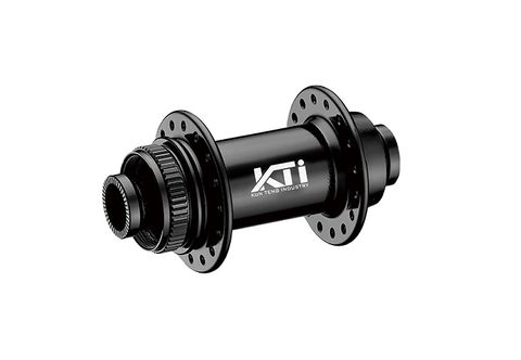 A NEW ITEM - HUB "KT" Brand - FRONT - GRAVEL - 12mm T/A (100mm OLD) - Centerlock disc - 32H - Sealed Bearings - ANOD Black - W/KT logo