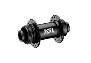 `A NEW ITEM - HUB "KT" Brand - FRONT - GRAVEL - 12mm T/A (100mm OLD) - Centerlock disc - 32H - Sealed Bearings - ANOD Black - W/KT logo