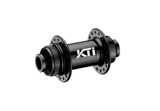 `A NEW ITEM - HUB "KT" Brand - FRONT - E-MTB - 15mm T/A BOOST (110mm OLD) - Centerlock disc - 32H - Sealed Bearings - ANOD Black - W/KT logo