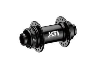 `A NEW ITEM - HUB "KT" Brand - FRONT - GRAVEL - 15mm T/A (100mm OLD) - Centerlock disc - 32H - Sealed Bearings - ANOD Black - W/KT logo