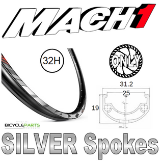 WHEEL - 29er Mach1 MAXX 32H S/j Black Rim,  8/10 SPEED 12mm T/A (165mm OLD) 6 Bolt Disc Sealed TufNeck Black Hub,  Mach 1 SILVER Spokes