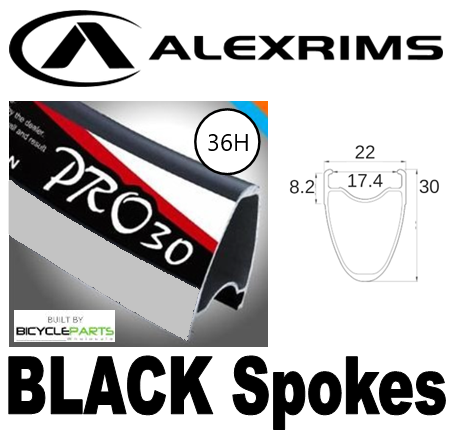 WHEEL - 700C Alex PRO30 36H W/j Black Rim,  FRONT Q/R  (100mm OLD) Sealed Novatec Black Hub, BLACK Spokes