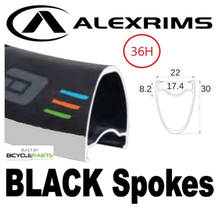 WHEEL - 700C Alex PRO30 36H W/j Black Rim,  8/10 SPEED Nutted (135mm OLD) 6 Bolt Disc Sealed Novatec Black Hub, BLACK Spokes