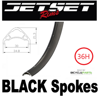 WHEEL - 27.5/650B Jetset AE-30 36H S/j Black Rim,  8/11 SPEED Q/R (135mm OLD) 6 Bolt Disc Sealed Novatec Black Hub, BLACK Spokes