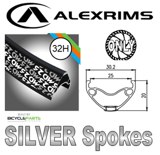 WHEEL - 26" Alex MD25 32H P/j Black Rim,  FRONT Q/R (100mm OLD) Centerlock Disc Sealed Novatec Black Hub, SILVER Spokes