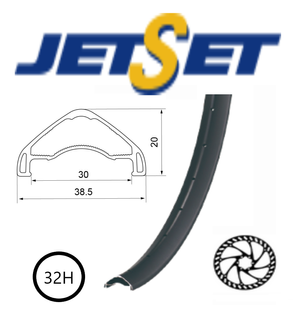 `A NEW ITEM - RIM 29er x 30mm - JETSET AM-30HO+ 32H - (622 x 30) - Presta Valve - Disc Brake - D/W - Tubeless Ready - BLACK - Welded Join - ARCOS system - Quality Jetset rim made in Taiwan